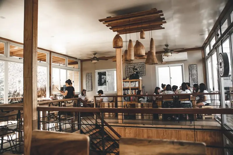 Outdoor parasols recovered with Sunbrella canvas at Singapore restaurant